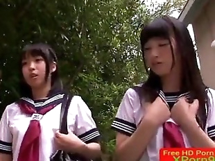 Petite Japanese schoolgirls love threeway - 8 min