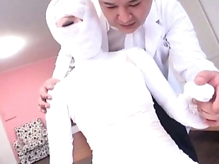 Subtitled bizarre Japanese woman bandaged head..